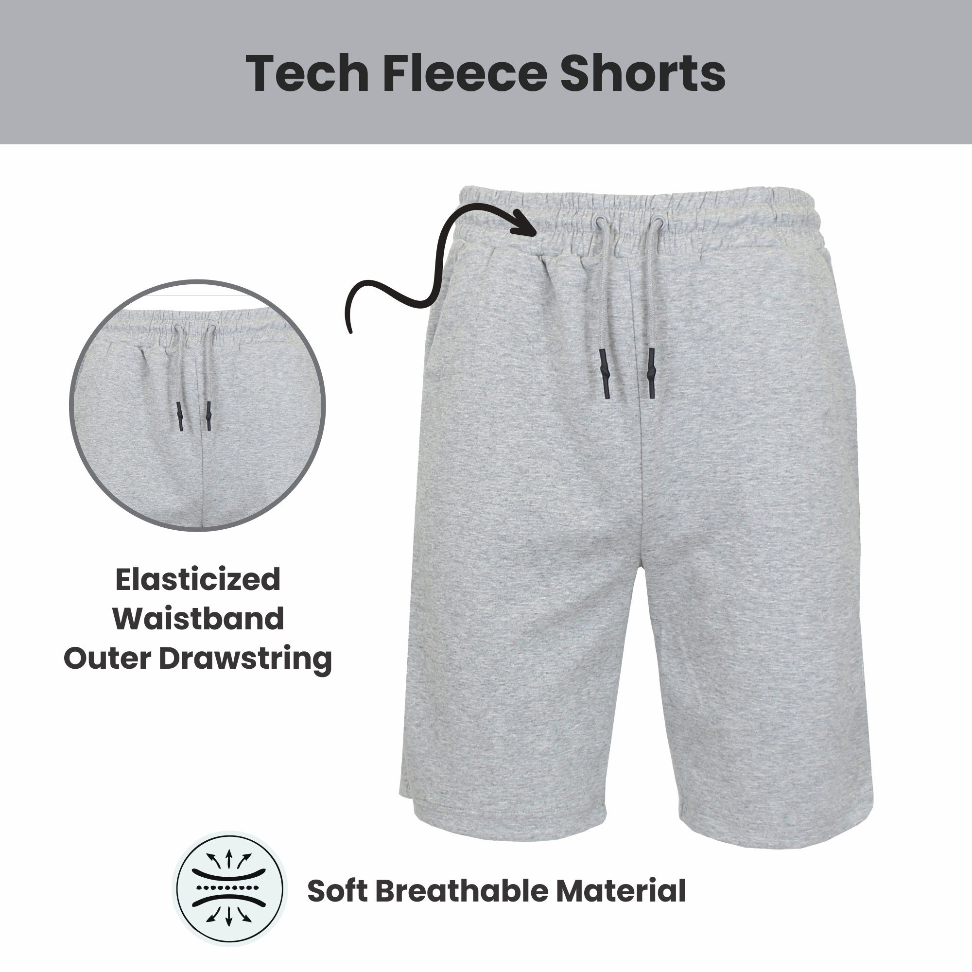 5Pk Womens Classic T/F Jogger Shorts - Gallery 7