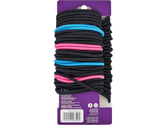 Goody Ouchless Elastics Value Pack, Black & Bright, 70ct