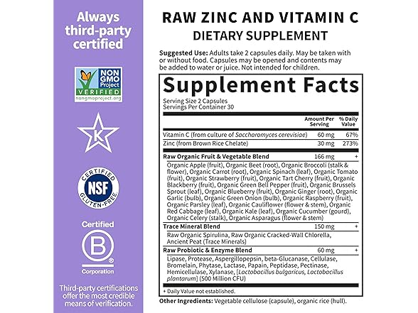 Garden of Life Zinc 60ct