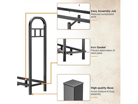 GREENER 4FT Firewood Rack Outdoor