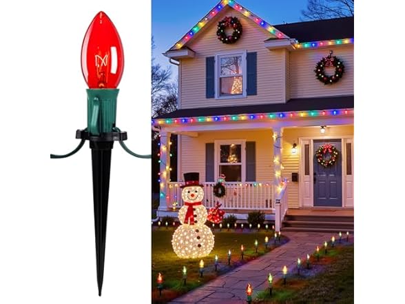 Brightown C9 Christmas Pathway Lights Outdoor, 25.7ft