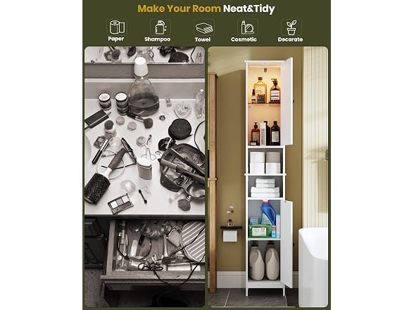 HAIOOU White Tall Narrow Storage Cabinet