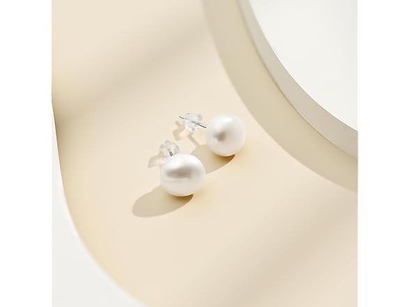 Generic Silver Pearl Stud Earrings 11mm