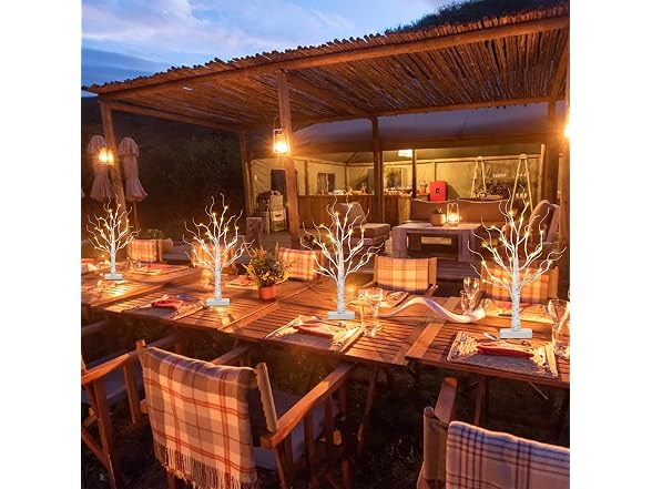 4 Pcs Lighted Birch Tree Battery