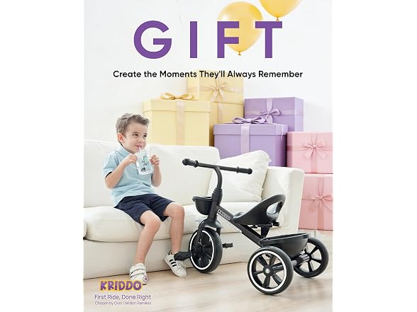 Kriddo Kids Tricycle with Basket, Black