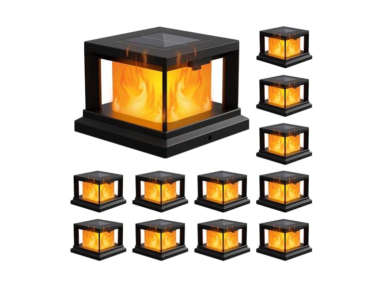 Brightever KN0001 Solar Flame Post Cap Light Black 12pack