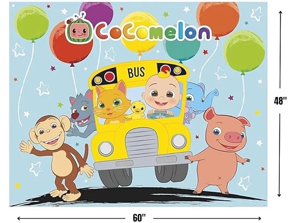 Cocomelon Multicolor Photo Booth Backdrop - 60" x 48"