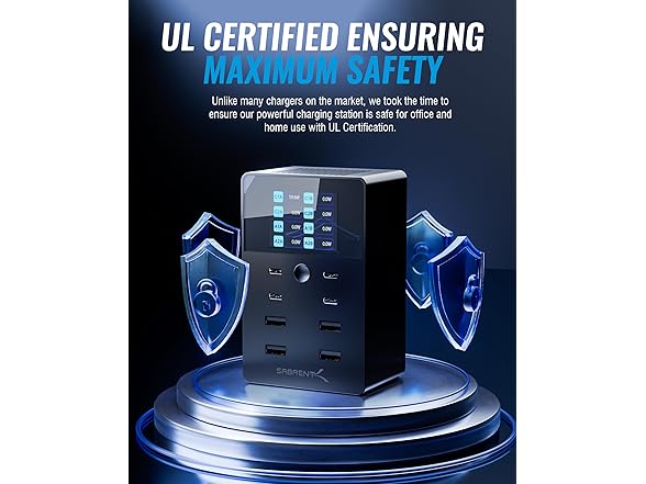 SABRENT 8-Port Charging Station w/ LCD Display