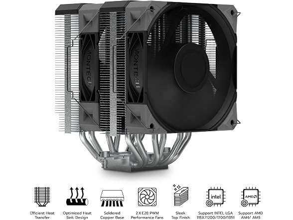 MONTECH NX600 Dual-Tower CPU Air Cooler