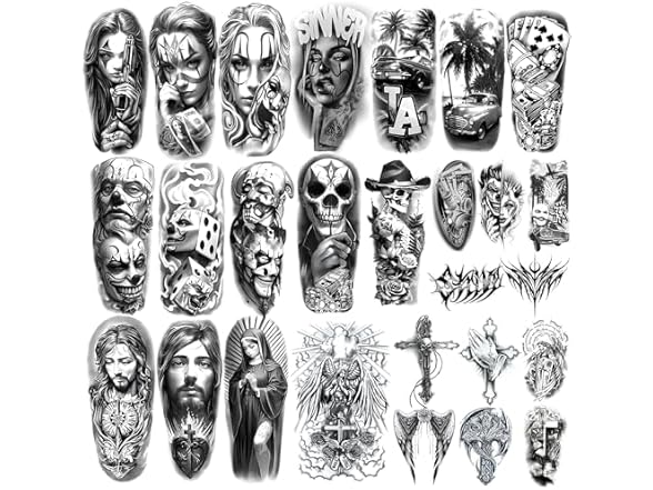 ODTEAHA Large Chicano Temporary Tattoos