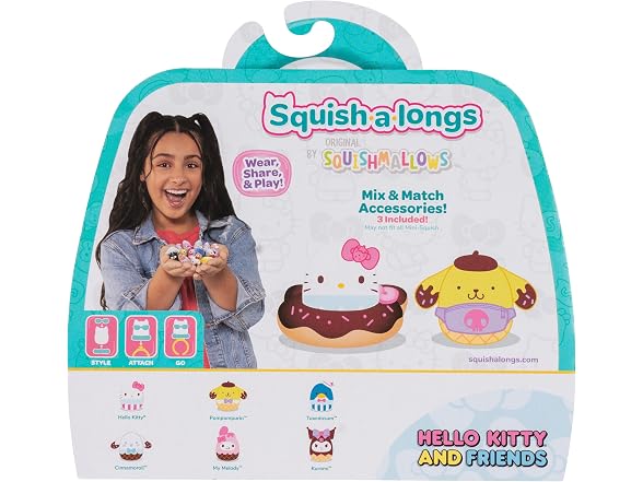 Squish-a-longs Hello Kitty Ice Cream Mini-Squish + Accessory 6-Pack