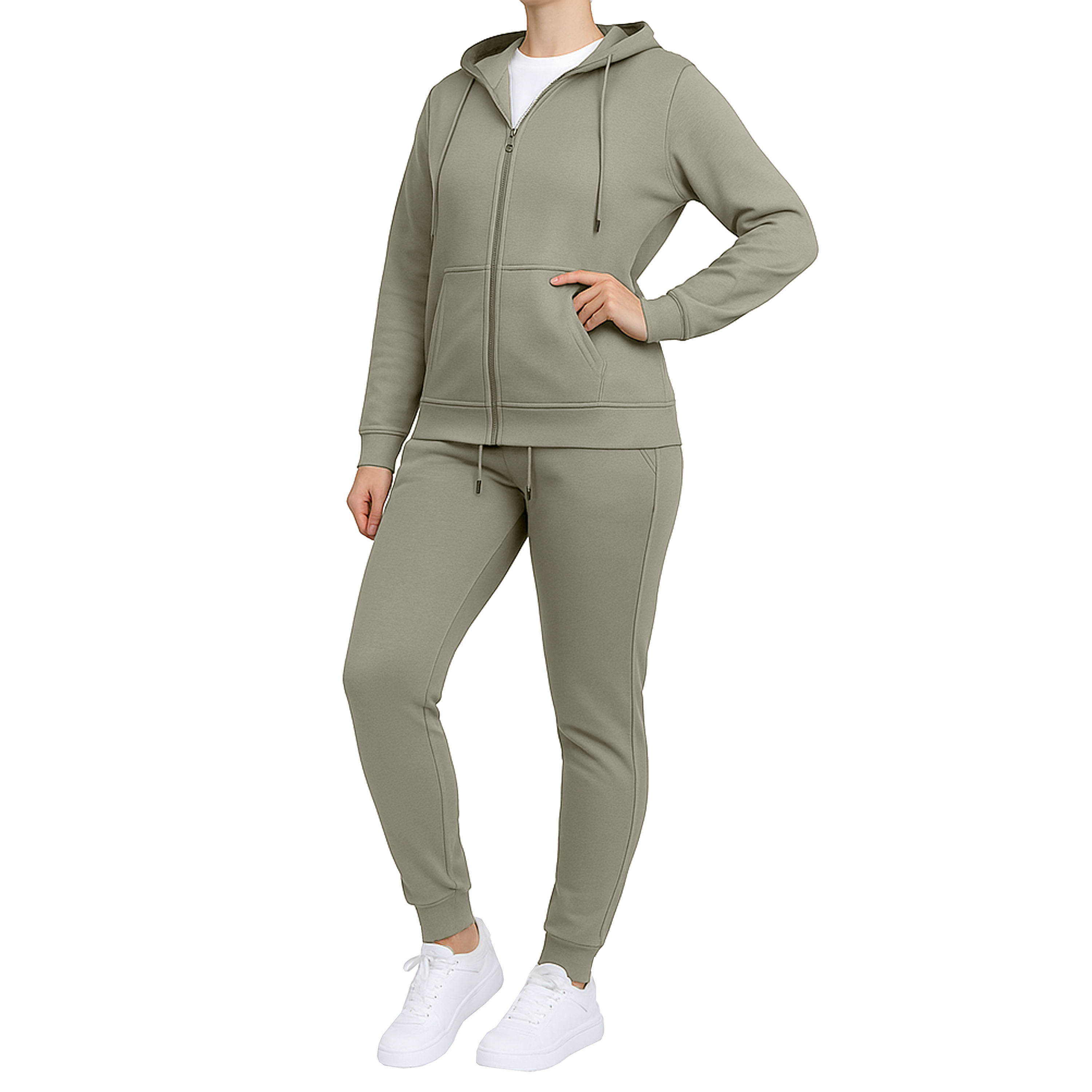 Womens Fleece-Lined Zip Hoodie & Jogger Set - Gallery 29
