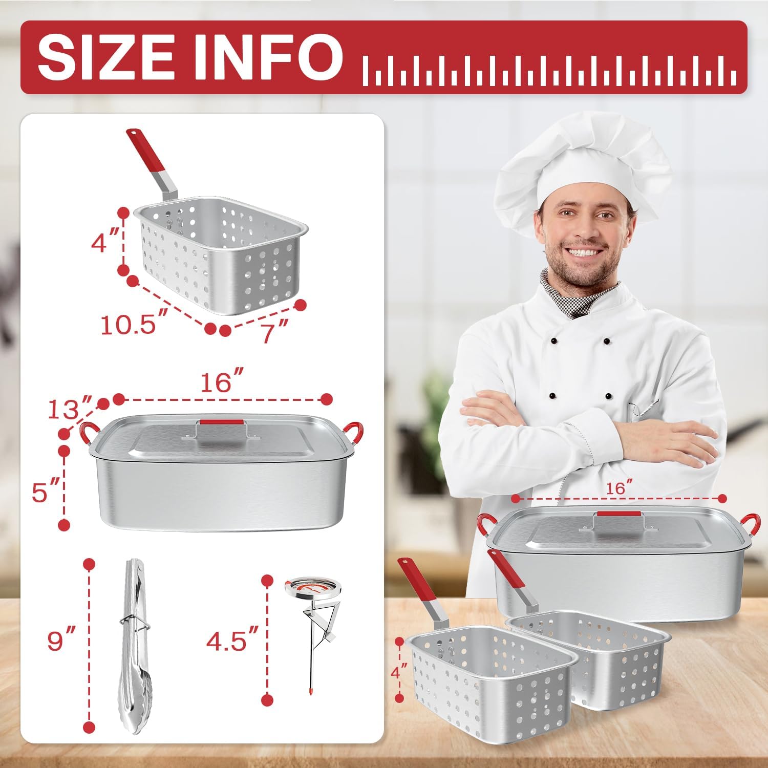 Aluminum Deep Fryer Pot | Lid | Outdoor Fish Fryer Pot - Gallery 18