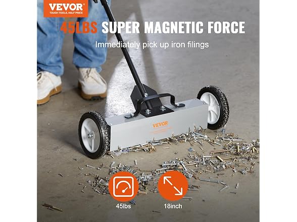 45Lbs Rolling Magnetic Sweeper with Wheels