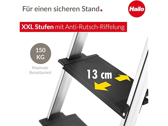 Hailo L100 TopLine aluminium stepladder, 5 step