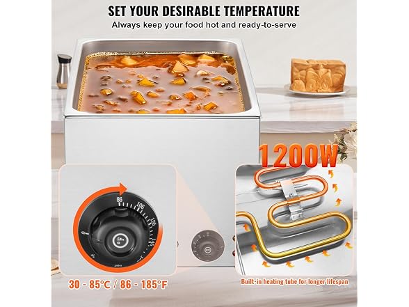 VEVOR Commercial Food Warmer 19QT Bain