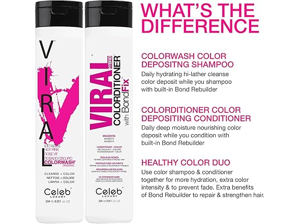 Celeb Luxury Viral Extreme Hot Pink Colorwash, 8.25 oz