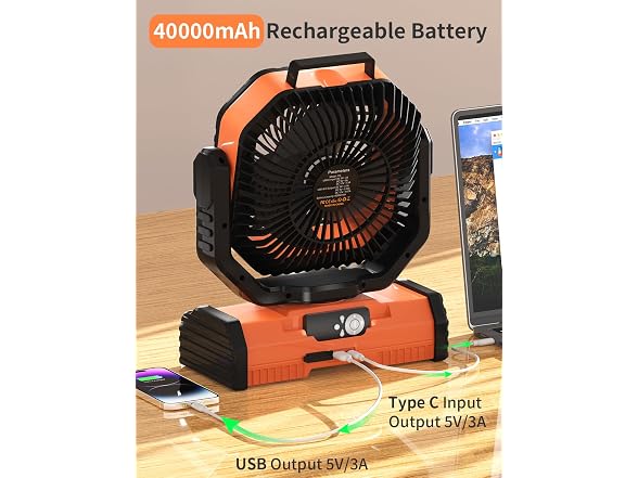 EEIFO 12in 40000mAh Camping Fan 4-Speed