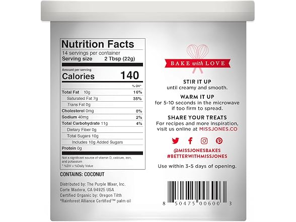 Miss Jones Organic Buttercream Frosting