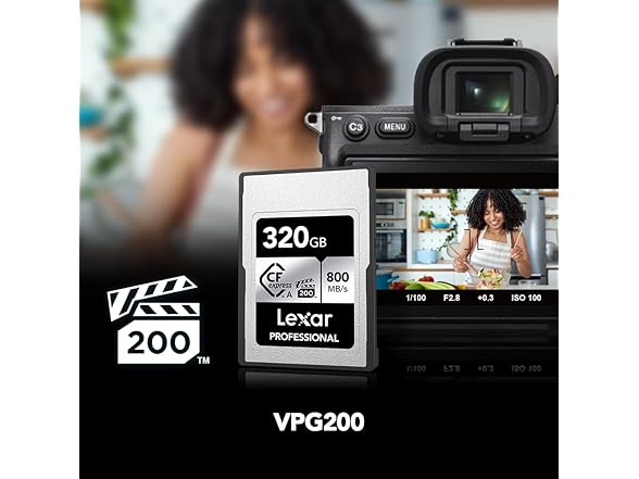 Lexar 320GB Professional CFexpress Type A SILVER Series Memory Card, Compatible with Sony Cameras w/ Type A Card Slot, Up to 800/700 MB/s Read/Write, 8K Video, VPG 200 (LCAEXSL320G-RNENG) (Open Box)