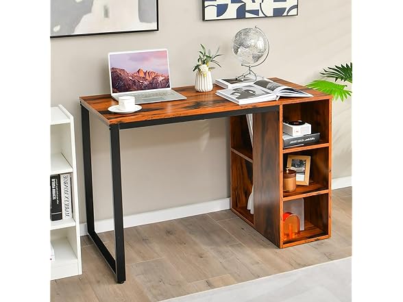 GLOBALWAY Computer Desk with Bookshelf