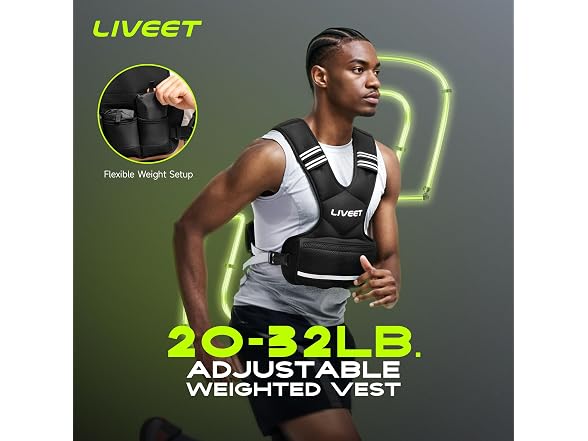 Liveet Adjustable Weighted Vest 20-32lb