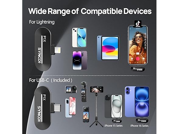 SYNCO USB-C Wireless Lavalier Microphones