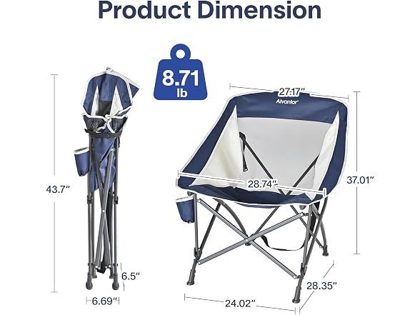 Alvantor Folding Camping Chair with Breathable Mesh - Gallery 3