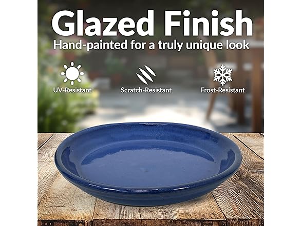 Sunnydaze 9-Inch Ceramic Plant Saucers- Imperial Blue