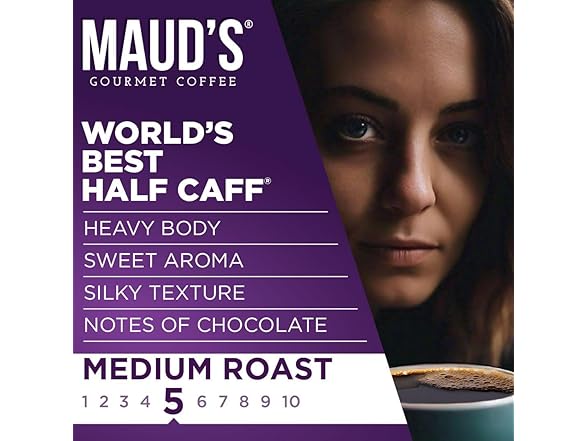 50CT Maud's Half Caff Coffee Pods, 50ct, Medium Roast