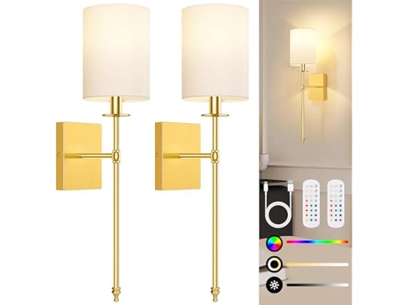 Bosceos 2 Pack Wall Sconces Gold