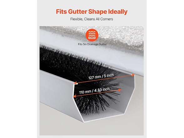 Gutter Brush, 80 Feet Total Length 4.33 inch