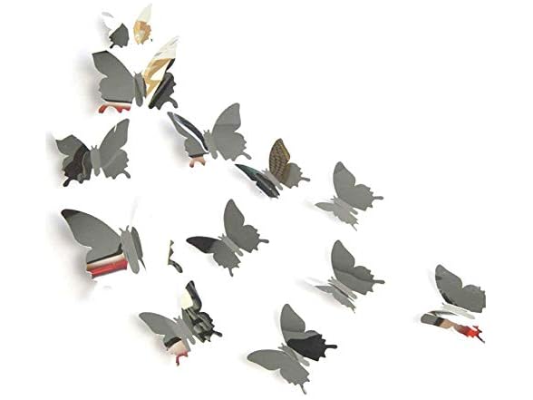 AKOAK 24 Pcs 3D Mirror Effect Butterfly