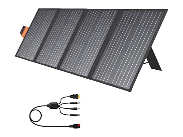 PROGENY 120W Portable Solar Panel with USB-C. Kickstand, Foldable Solar Panel Charger Waterproof for Jackery Explorer/Flashfish/Ecoflow/Goal Zero/Anker/Bluetti Power Stations (Open Box)