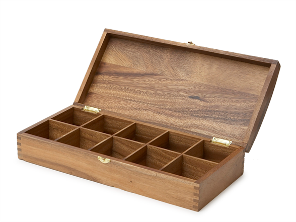 Acacia Wood 10-Slot Tea Bag Holder