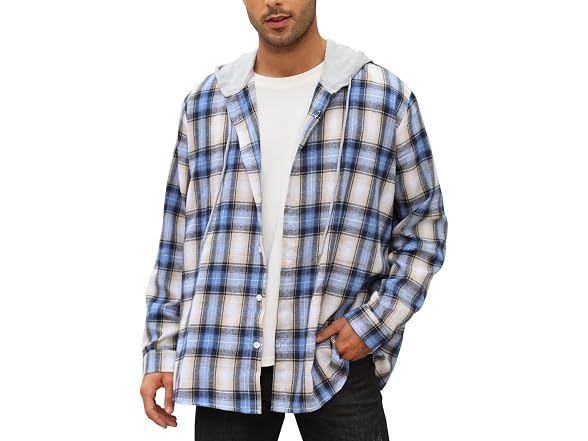 Apcki Men Hoodie Shirt Long Sleeve Flannel Shirt