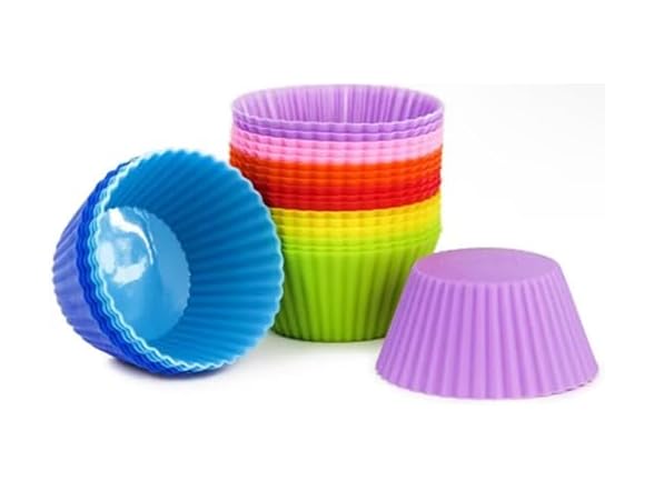24 Pack-Reuseable Silicone Baking Cups