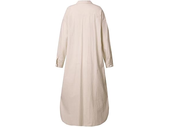 Ladyful Women Cotton Long Shirt Casual Down Dress