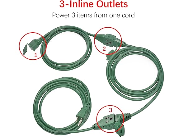 Clear Power 25ft 16/3 SJTW Green Landscape Ext Cord