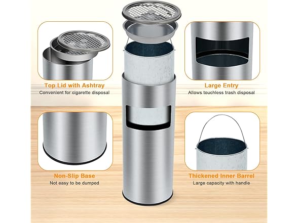 GarveeHome 4.5 gal/17 L Indoor Outdoor Trash Can