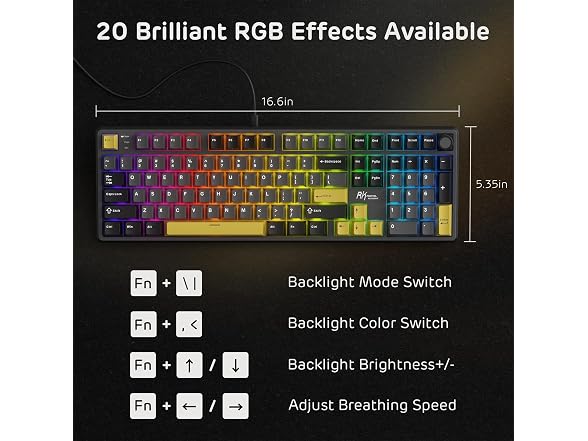RK ROYAL KLUDGE X104 Wired Full Size Gaming Keyboard