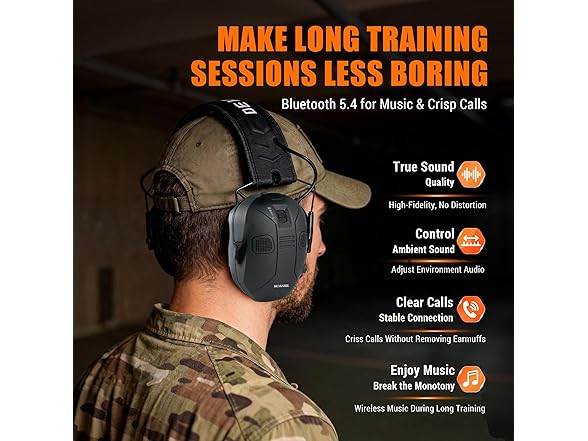 Black Bluetooth Shooting Earmuffs