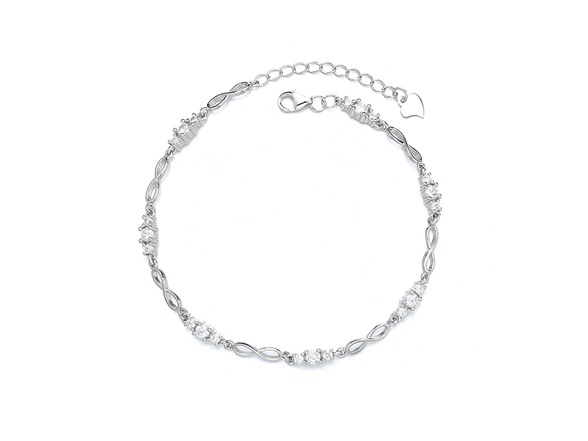 18K White Gold Plated Infinity Bracelet
