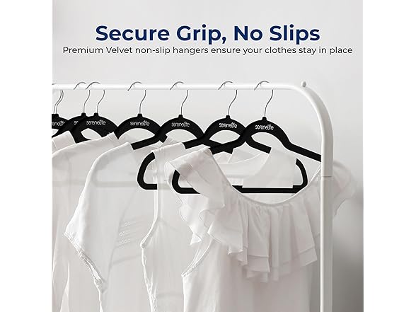 SereneLife Velvet Hangers 100 Pack Black