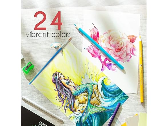 Watercolor Pencils 24-Pack w/ Brush