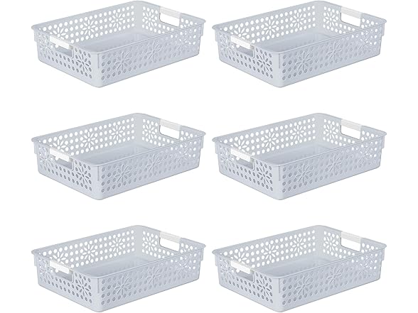 Cetomo Plastic Storage Box Gray, 6 Pack (34.5 x 24.5 x 8.5 cm)