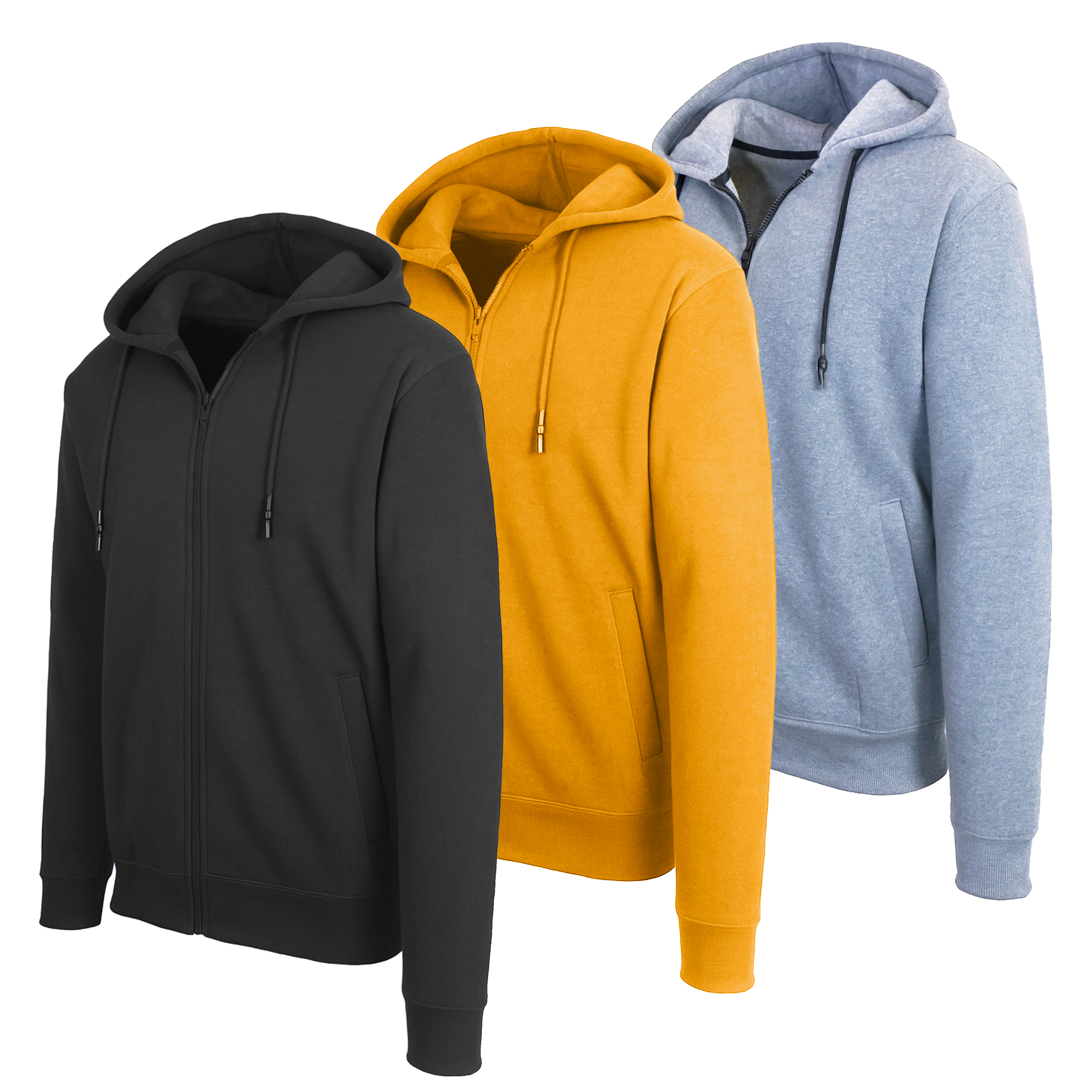 Mens Classic Fleece-Lined Zip Hoodie (M-3XL) - Gallery 46