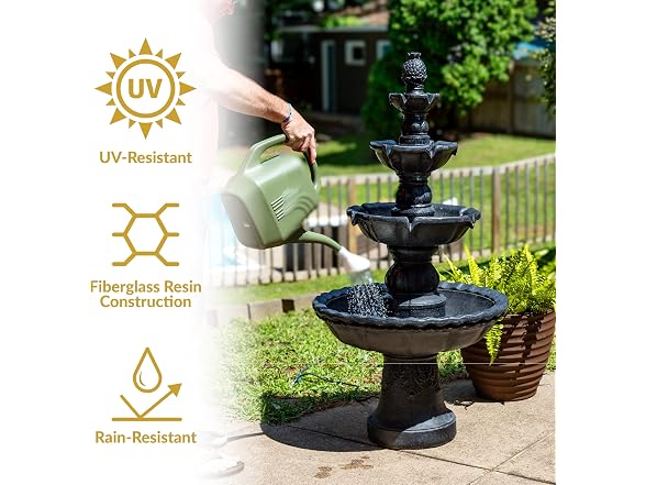 Sunnydaze 52" 4-Tier Large Outdoor Water Fountain