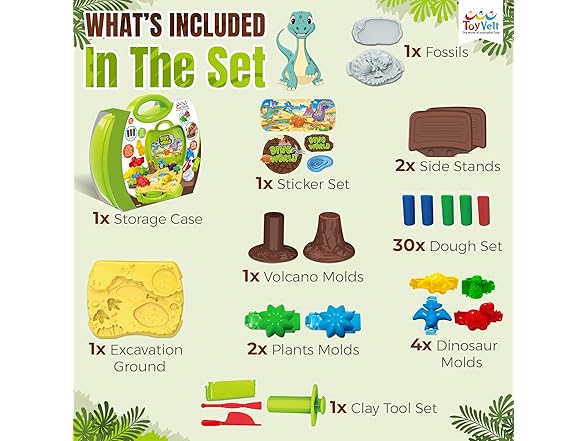 45 Pieces Dinosaur Clay Set for Kids