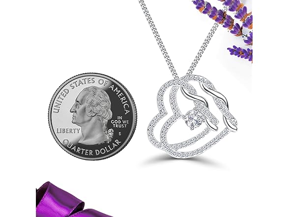 DUAL Heart Birthstone Necklace (APRIL)